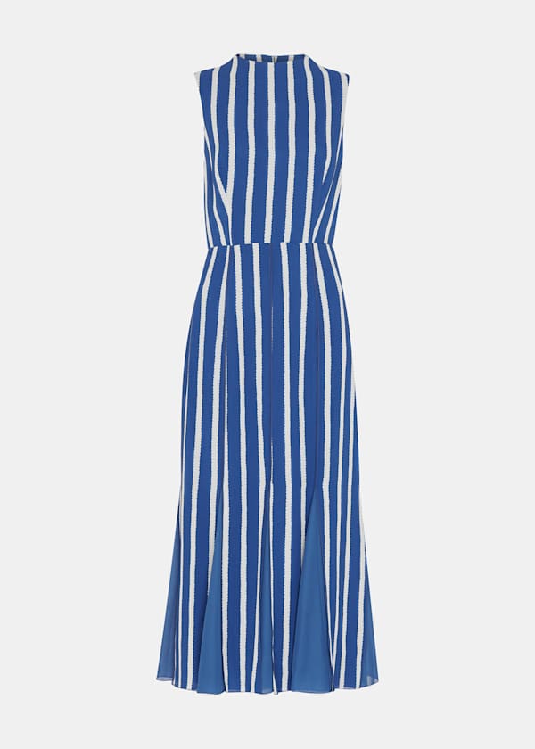 Blue Eliza Stripe Print Midi Dress