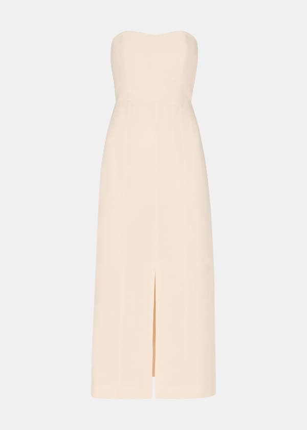 Neutral Bandeau Linen Blend Dress