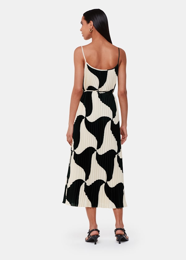 Black Triangle Swirl Pleated Dress