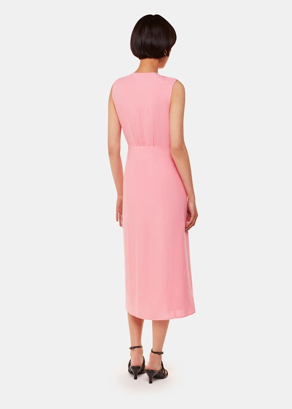 Pink Abbie Linen Blend Midi Dress
