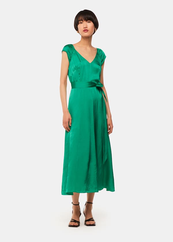 Arie Hammered Satin Midi Dress