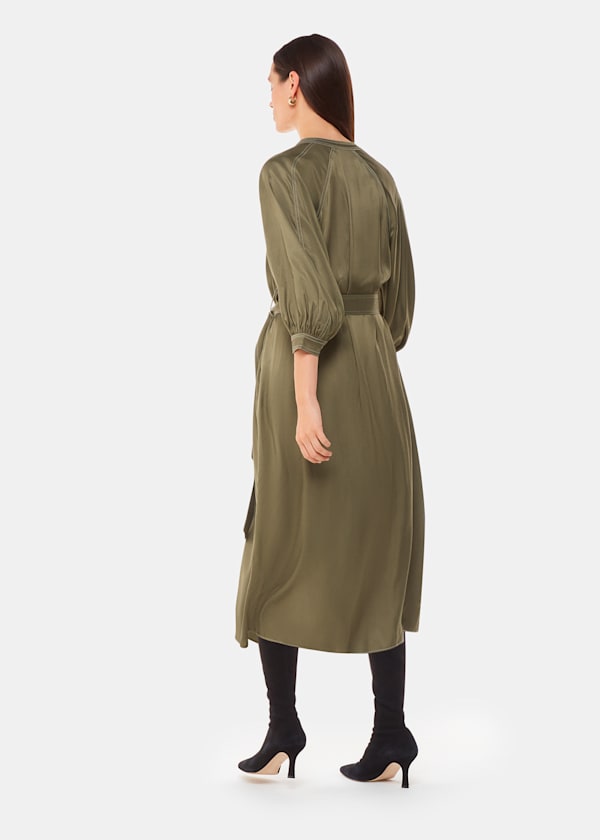 Khaki Mabel Topstitch Dress