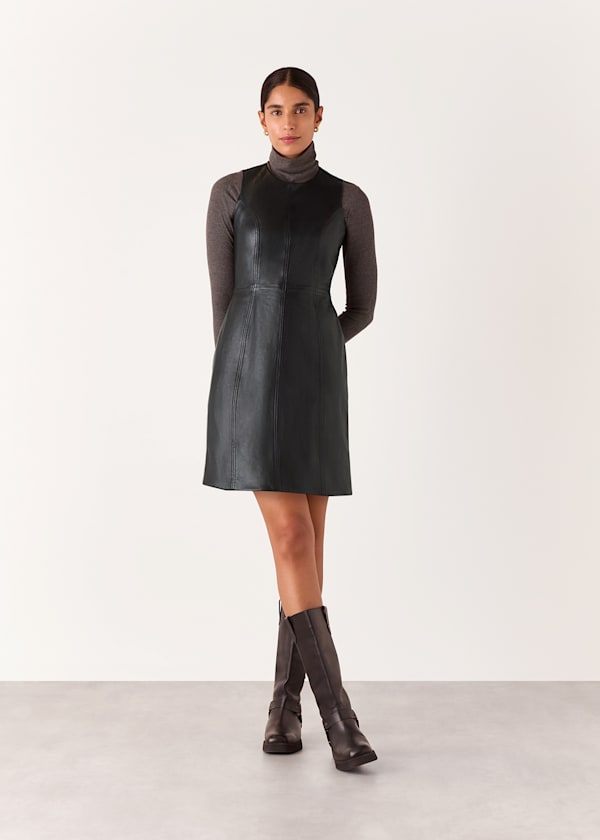 Black Leather Shift Dress