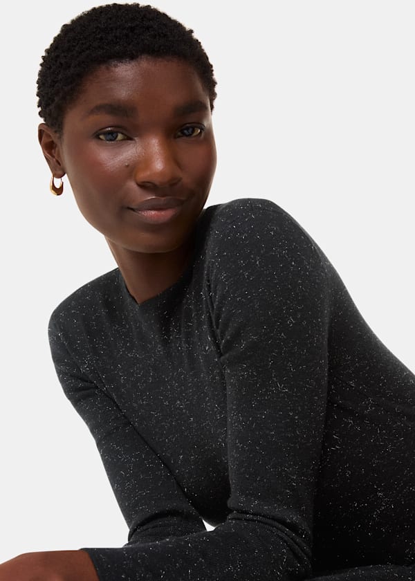 Black Annie Sparkle Short Knit Dress