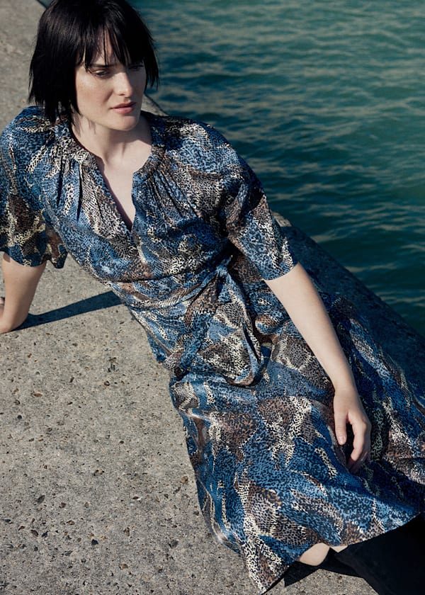 Blue Marlow Dashed Snake Dress