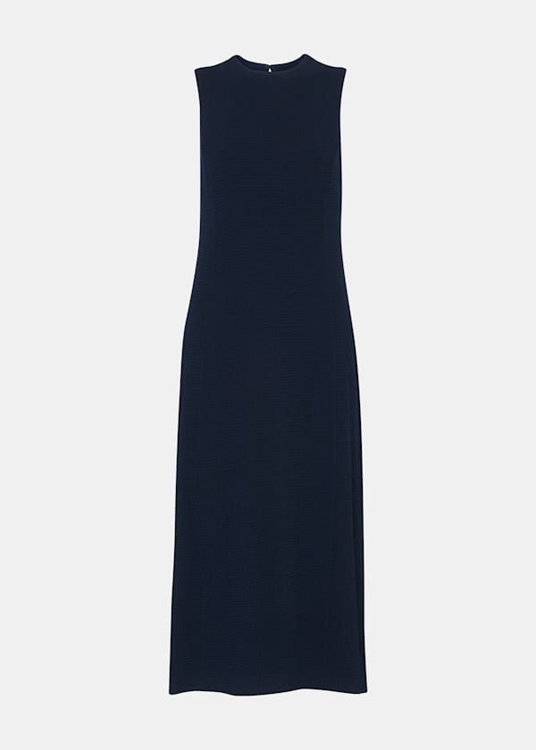Navy Erin Texture Midi Dress