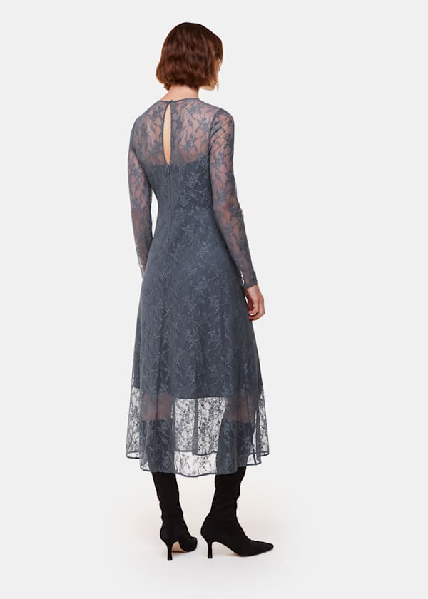 Grey Fay Lace Long Sleeve Dress