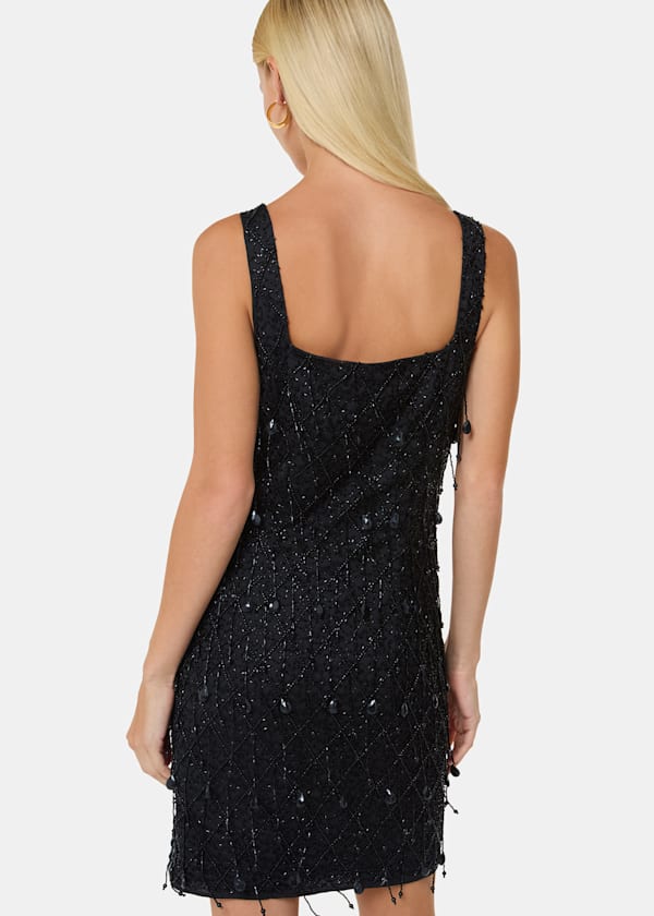 Black Beaded Mini Dress