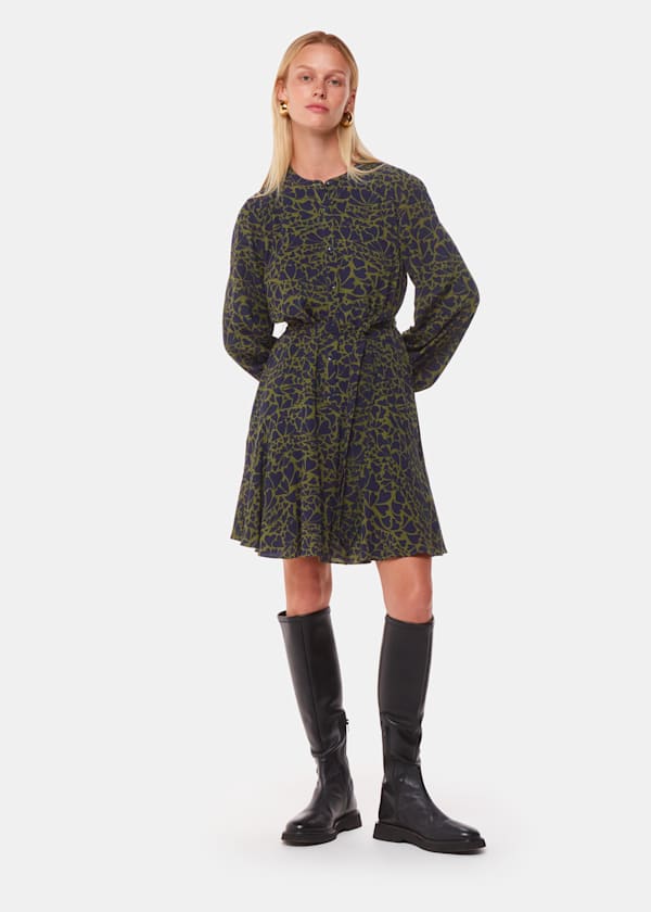 Green Abstract Petal Flippy Dress