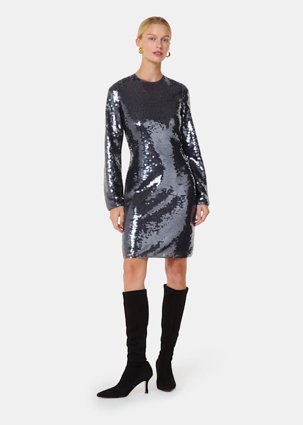 Pewter Sequin Mini Dress