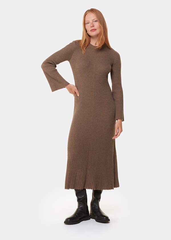 Taupe Willow Ribbed Knit Dress