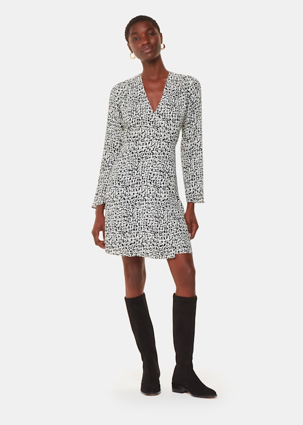 Black Scribble Print Flippy Dress