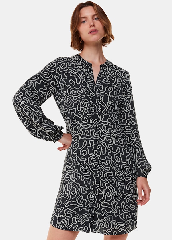 Black Chain Print Flippy Dress
