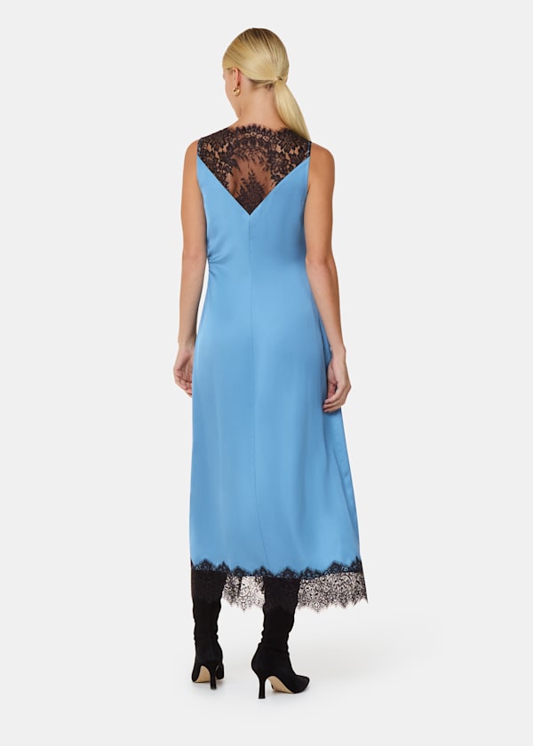 Blue Iris Lace Detail Wrap Dress