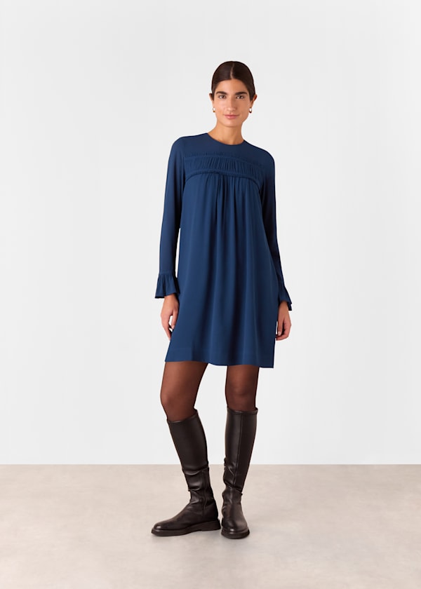 Blue Jemma Ruched Panel Mini Dress