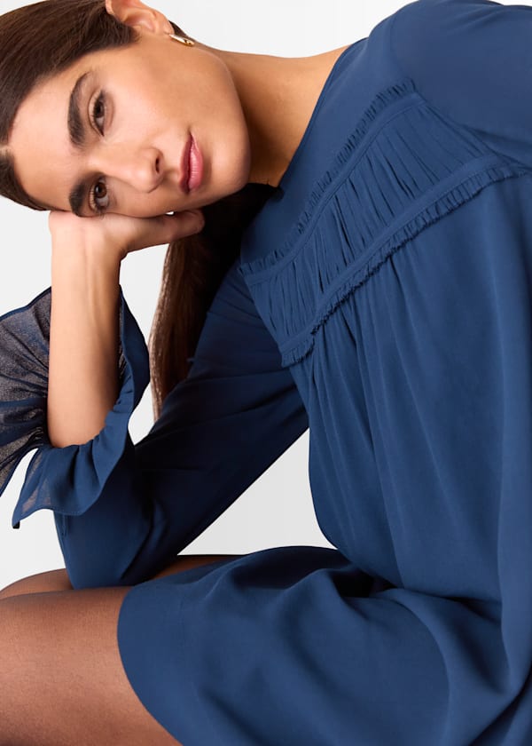Blue Jemma Ruched Panel Mini Dress