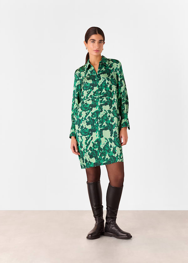 Green Spun Bouquet Short Dress