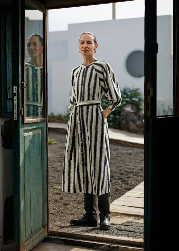 Ivory Hazy Stripe Mabel Dress
