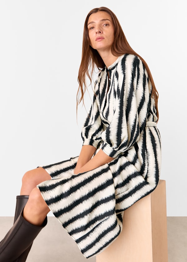 Ivory Hazy Stripe Mabel Dress