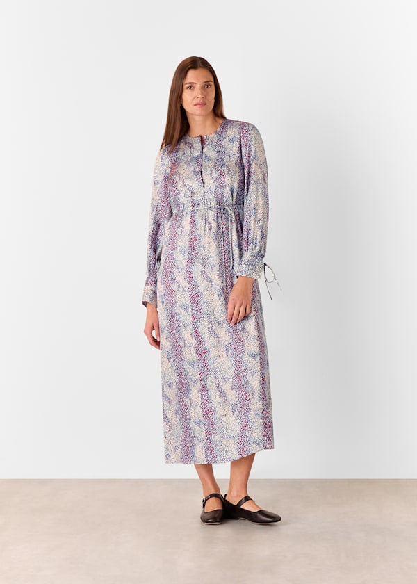 Multicolour Mottled Snake Print Midi Dress