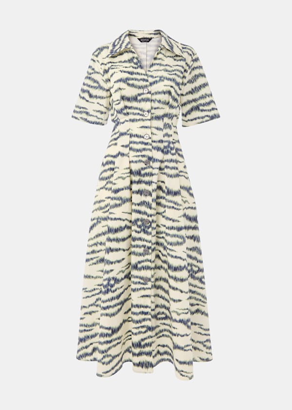 Ivory Feathered Tiger Midi Dress