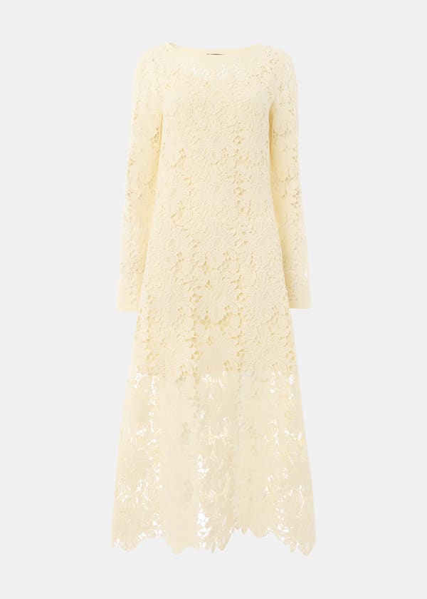 Cream Floral Crochet Knit Dress