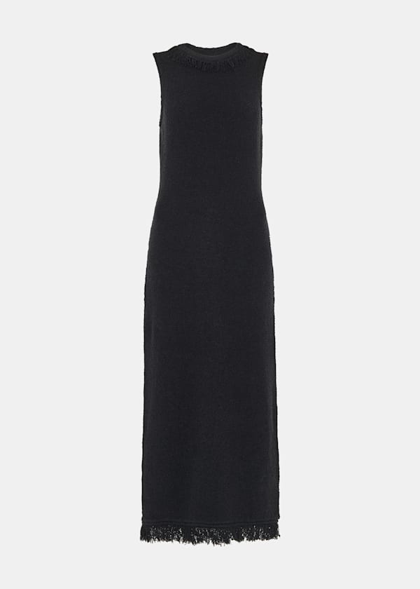 Black Fringe Detail Knitted Dress
