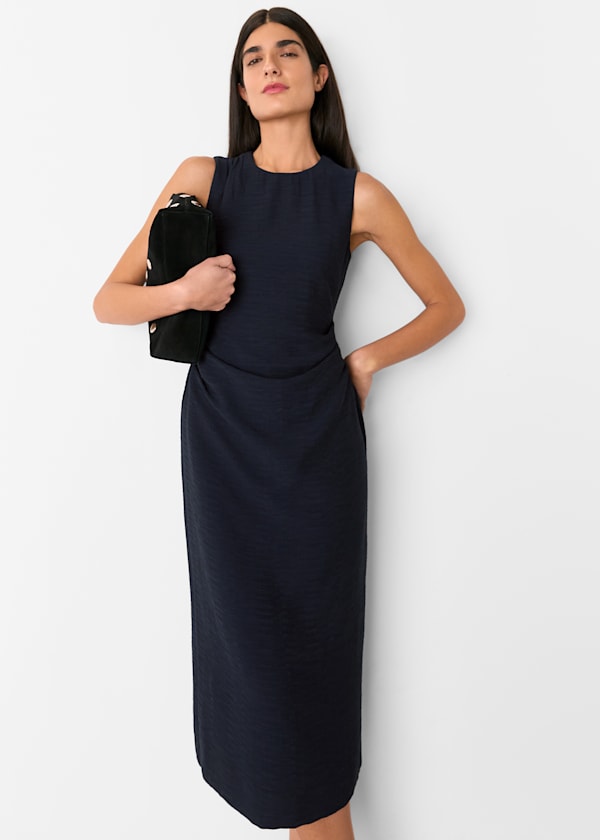 Navy Nora Textured Midi Dress