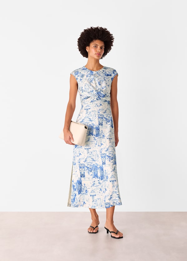 Blue Rome Print Midi Dress