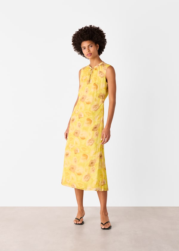 Yellow Sunshine Floral Textured Dress