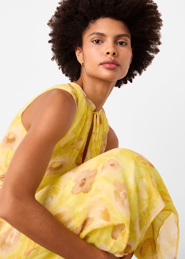 Yellow Sunshine Floral Textured Dress