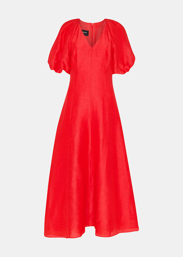 Red Silk Blend Taffeta Maxi Dress