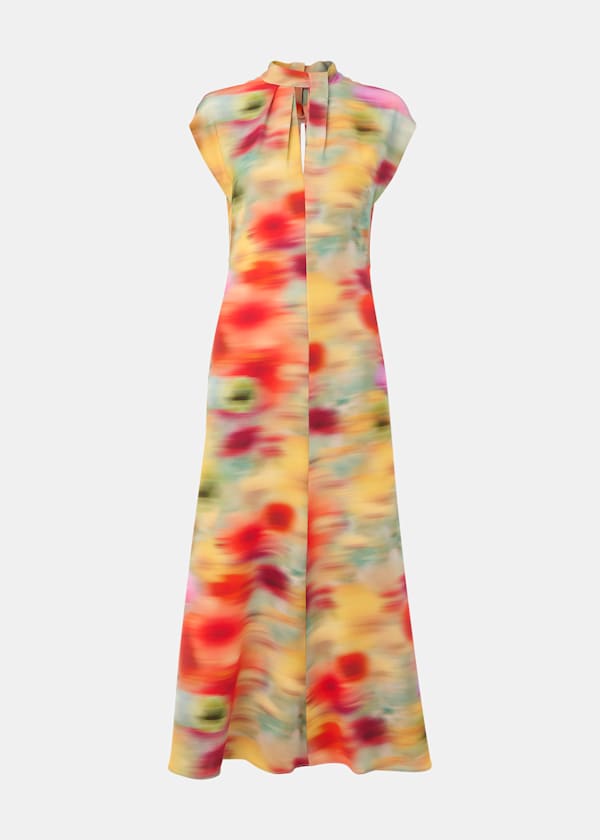 Multicolour Photographic Flower Midi Dress