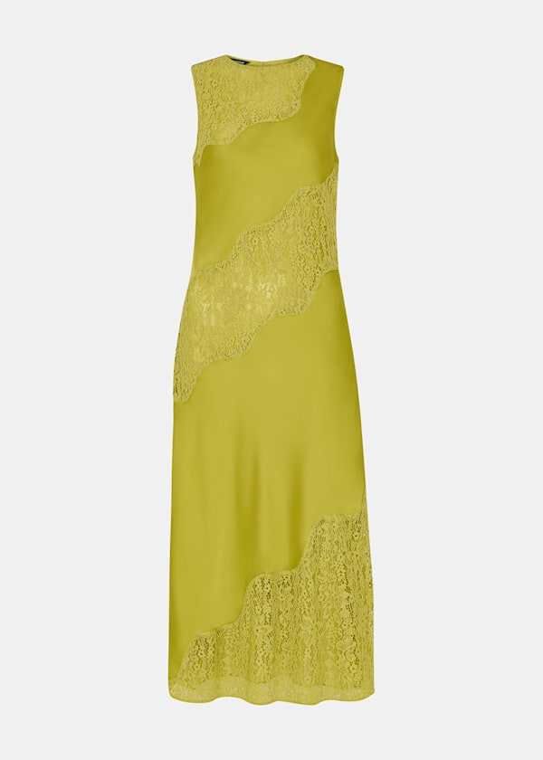 Lime Lace Insert Midi Dress