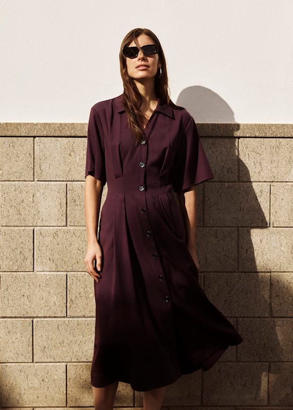 Plum Renee Button Shirt Dress