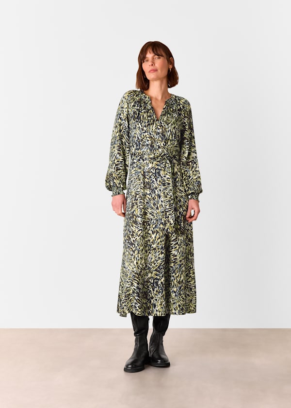 Petite  Leopard Swirl Midi Dress