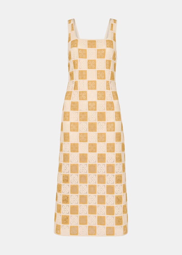 Ivory Cotton Crochet Midi Dress