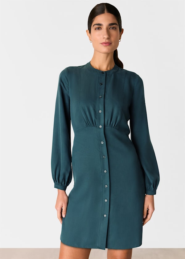 Teal Button Front Flippy Mini Dress