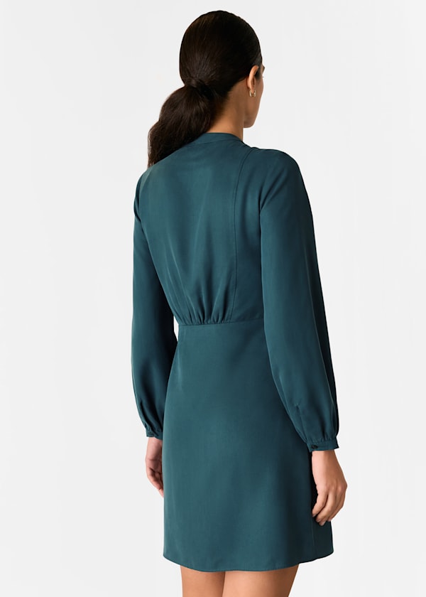 Teal Button Front Flippy Mini Dress