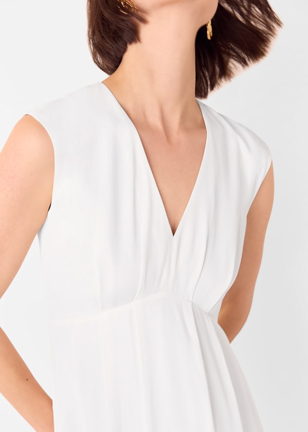 White Crepe Sleeveless Midi Dress