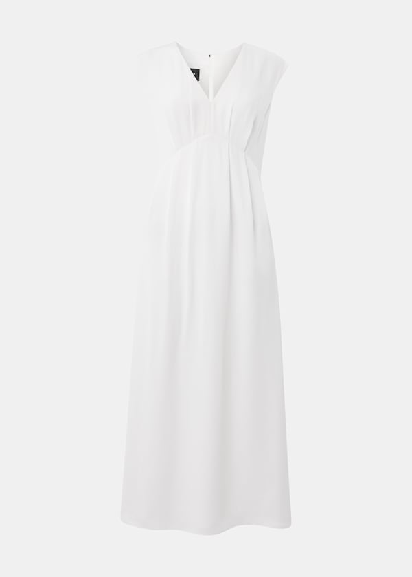 White Crepe Sleeveless Midi Dress