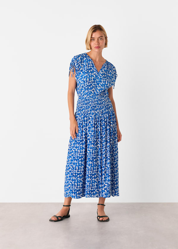 Blue Brushed Stroke Midi Dress