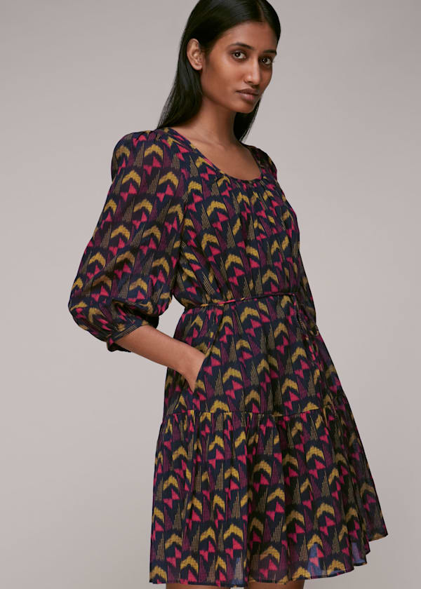 Geometric Ikat Trapeze Dress