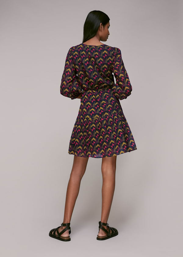 Black Geometric Ikat Trapeze Dress