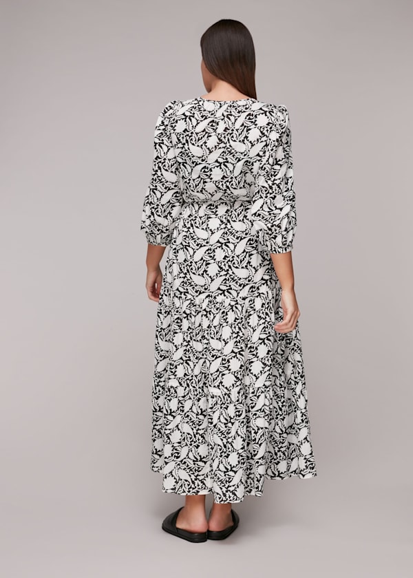 Black Floral Print Trapeze Dress