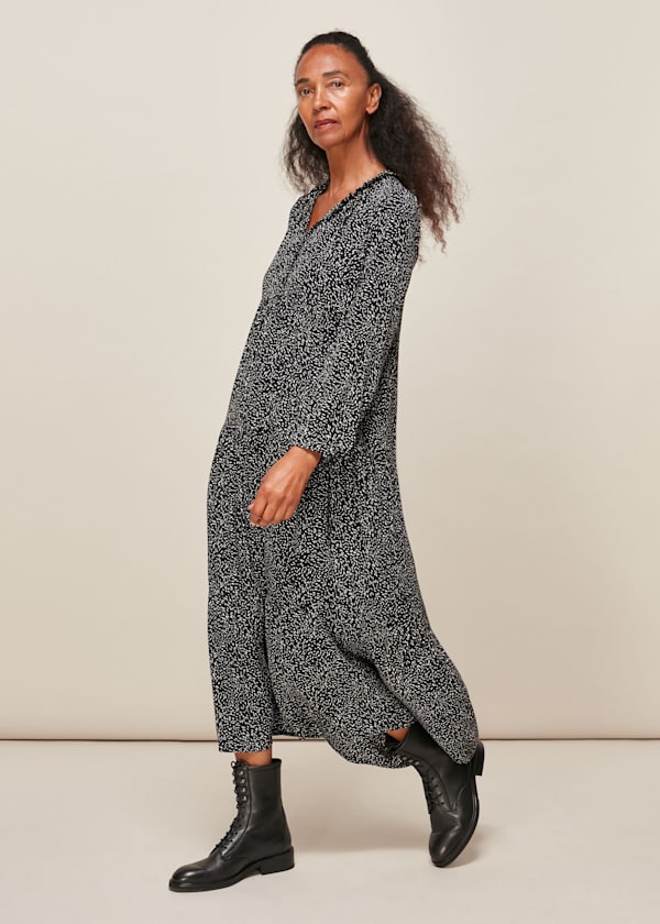 Black and White Freckle Print Enora Dress