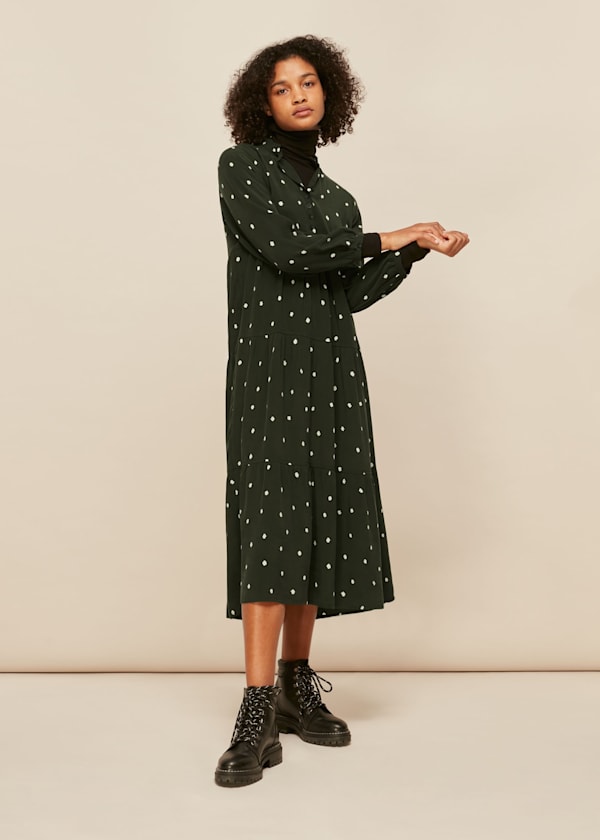 Green Longline Spot Enora Dress