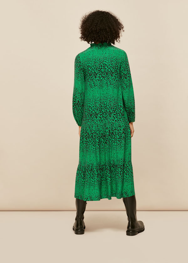 Green Speckled Animal Enora Dress
