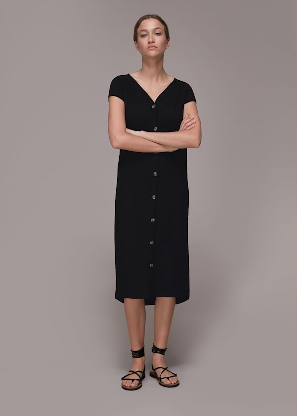 Black Leonie Button Through Dress
