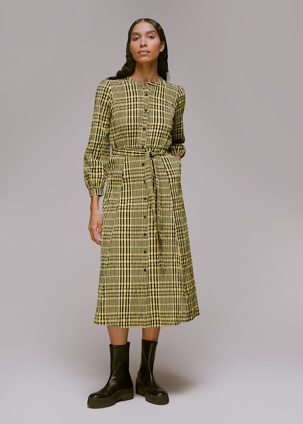 Nora Gingham Check Midi Dress